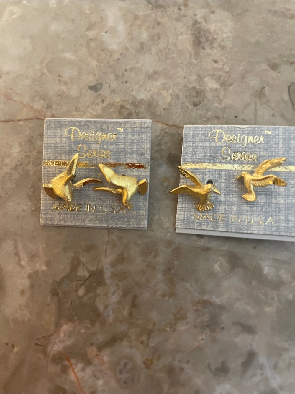 Designer Series Gold Seagull Bird Earrings - Set of Two
